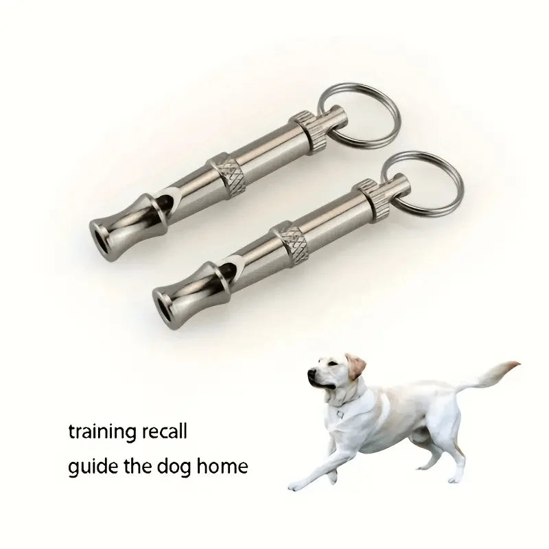 Silver stainless steel dog whistle with keyring – photo 7