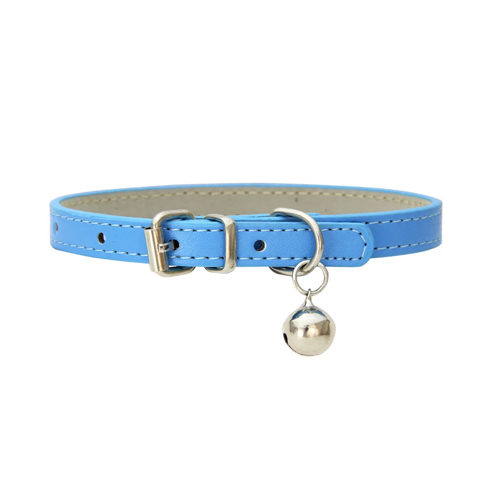 Adjustable PU Leather Collar for Cats & Small Dogs
