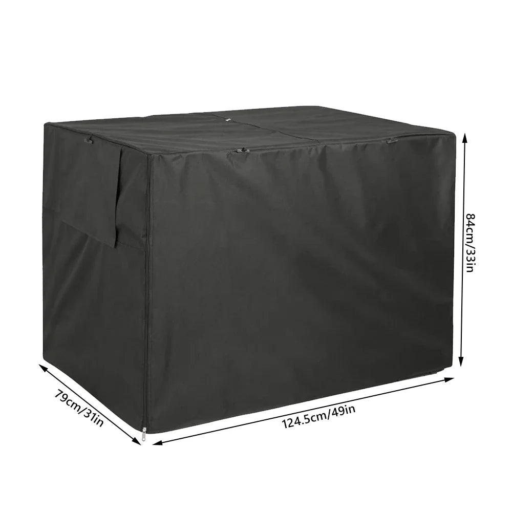 Black dog crate cover with mesh windows over a wire crate – photo 12