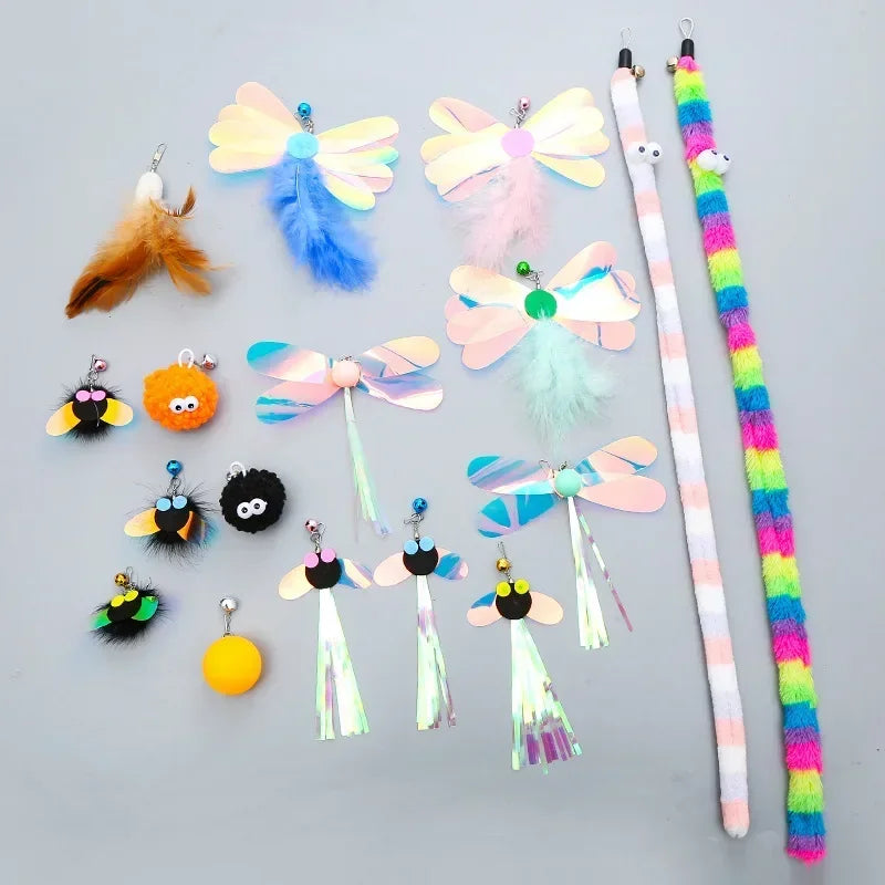 Assorted feather and plush cat teaser wand replacement heads – photo 2
