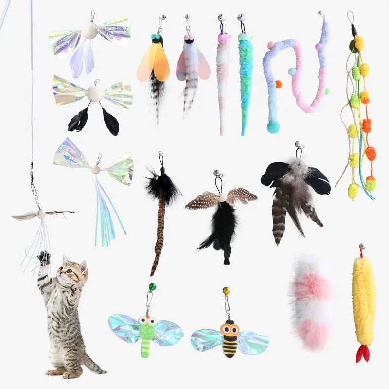 Assorted feather and plush cat teaser wand replacement heads – photo 6