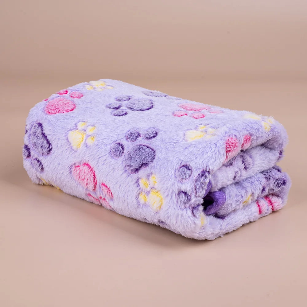 Purple fleece paw print pet blanket – photo 8
