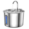 Stainless steel cat water fountain with LED light