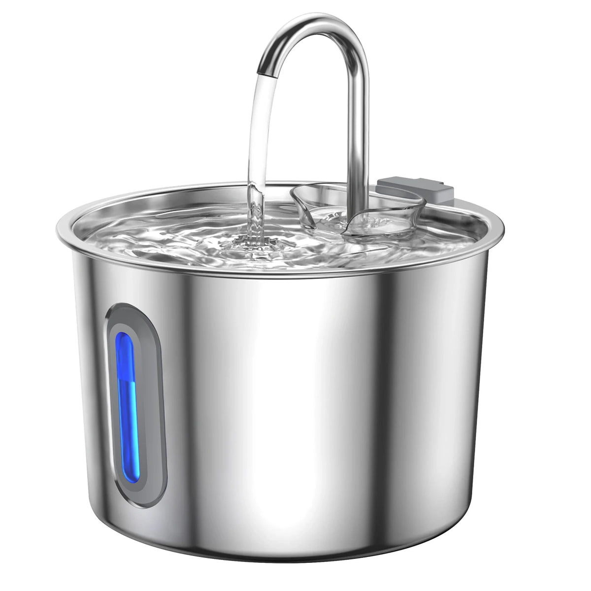 Stainless steel cat water fountain with LED light
