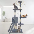 140cm grey cat tree with condo, hammock and sisal scratching posts