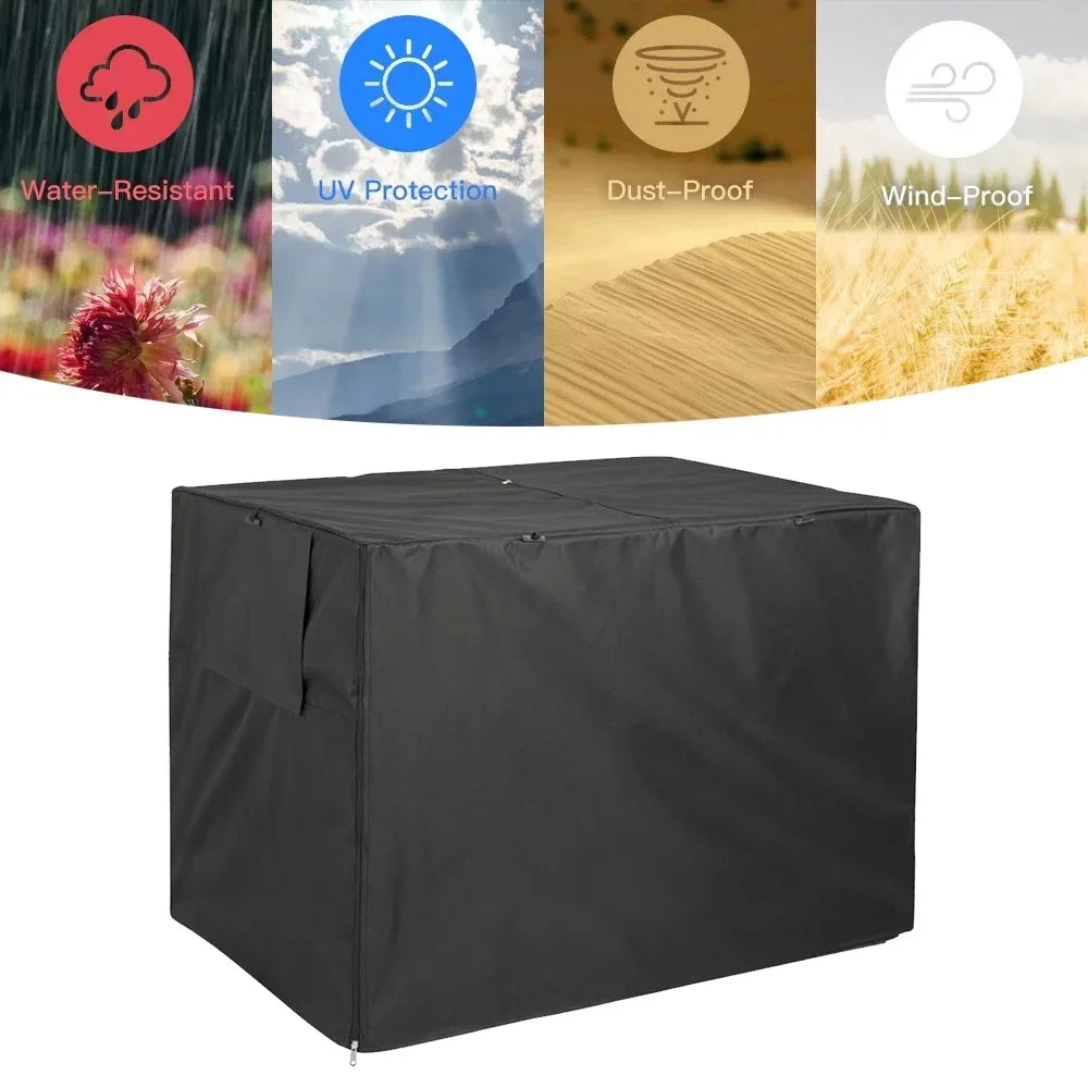 Black dog crate cover with mesh windows over a wire crate – photo 4