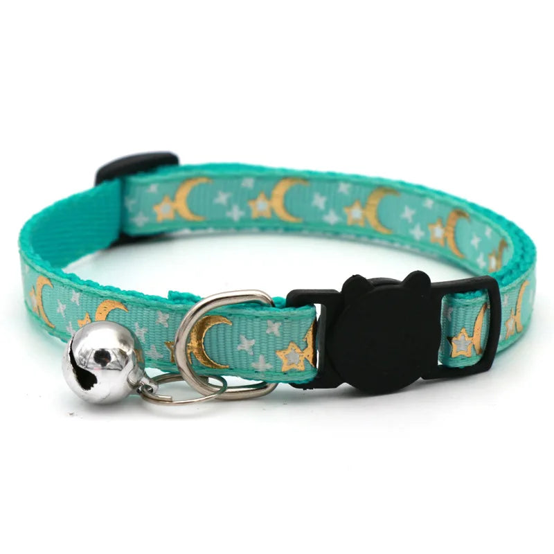 Star and moon pattern cat collar with bell – photo 8