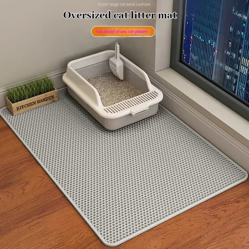 Two-Layer Cat Litter Mat with Waterproof Base