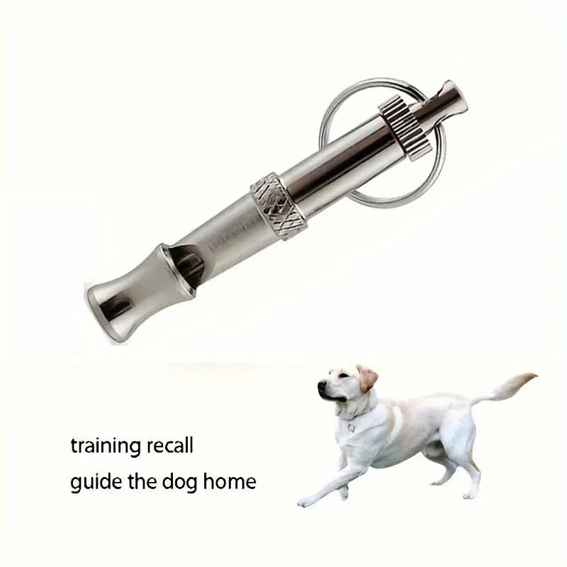 Silver stainless steel dog whistle with keyring – photo 6