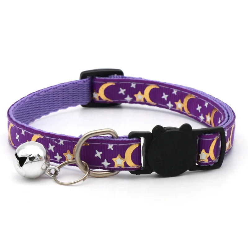 Star and moon pattern cat collar with bell – photo 4