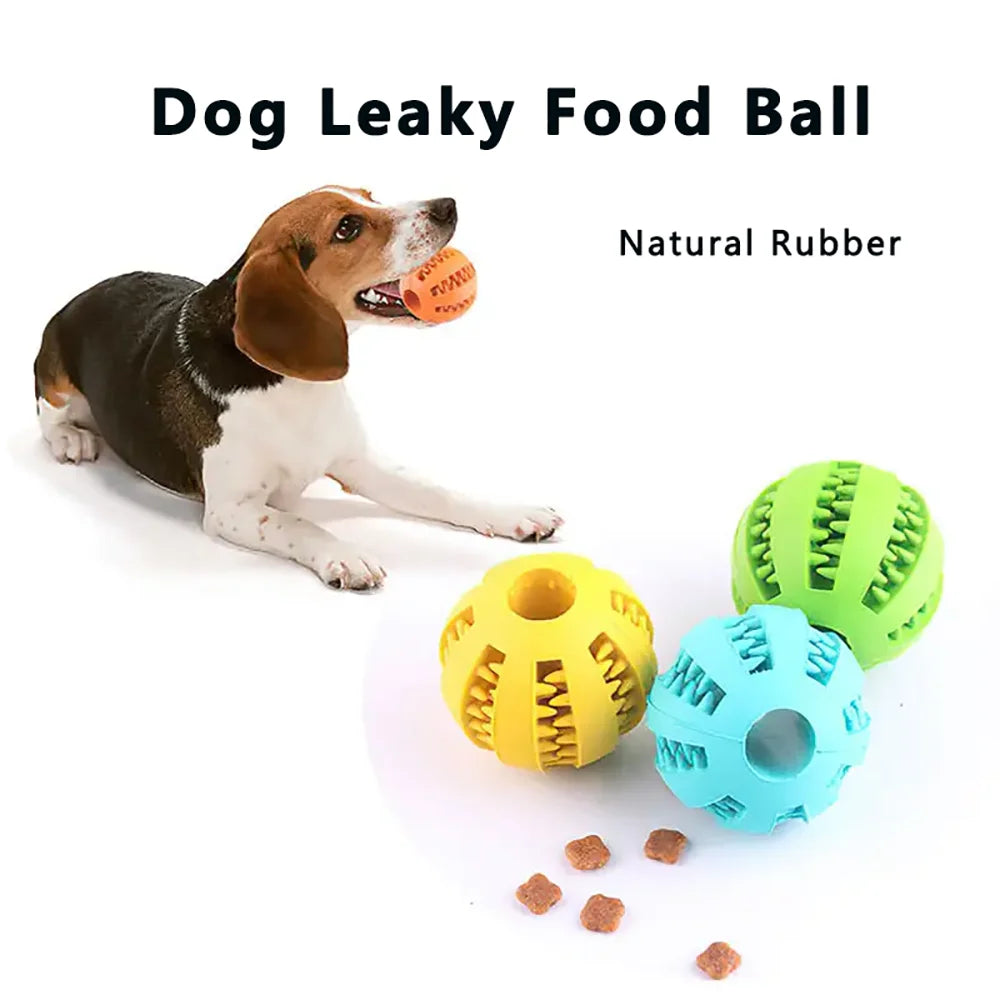 Natural rubber treat dispensing ball for dogs