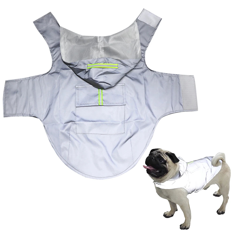 Reflective Hooded Dog Raincoat with Lead Hole
