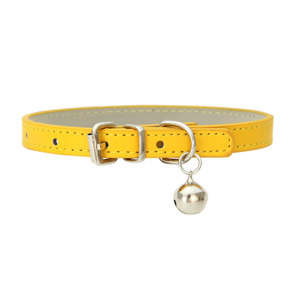 Adjustable PU Leather Collar for Cats & Small Dogs