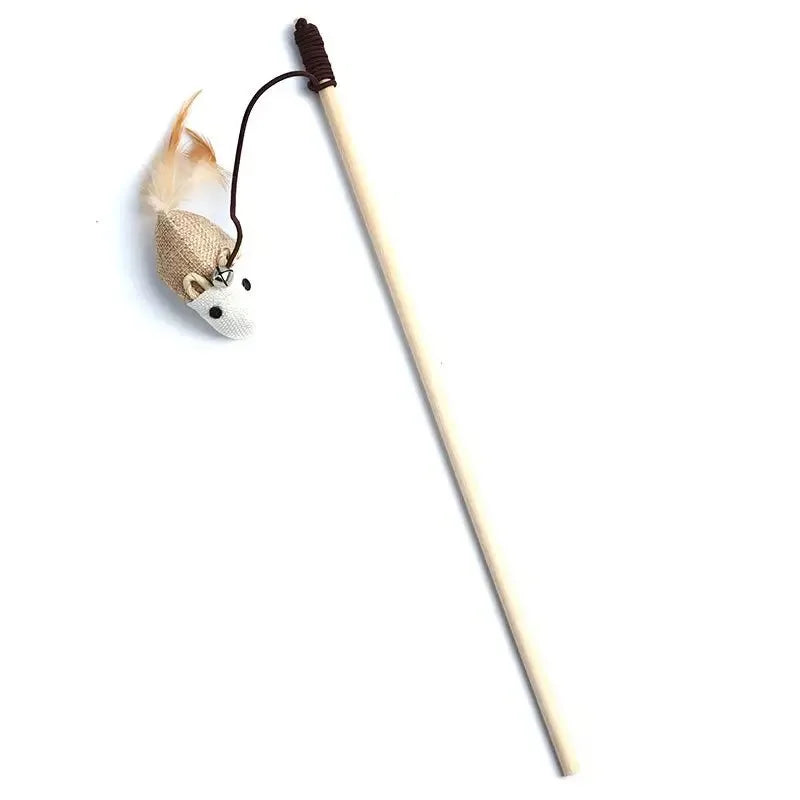 Wooden cat teaser wand toy with toy on a line – photo 9