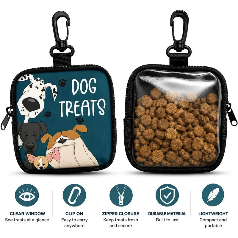 Dog Treat Pouch with Clear Window & Clip-On Hook