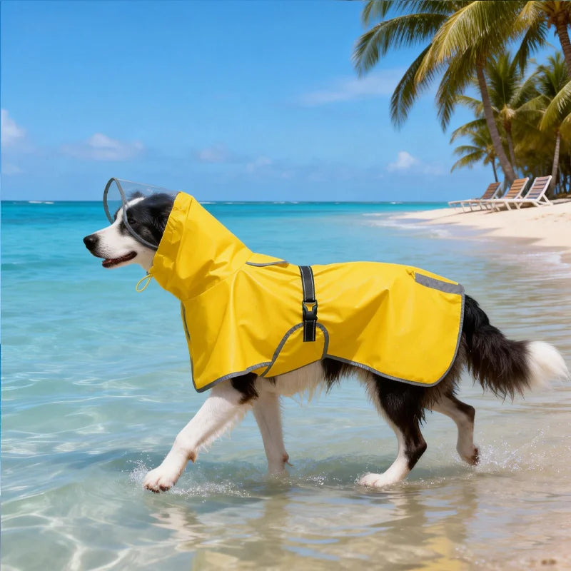 Hooded Waterproof Raincoat for Medium & Large Dogs