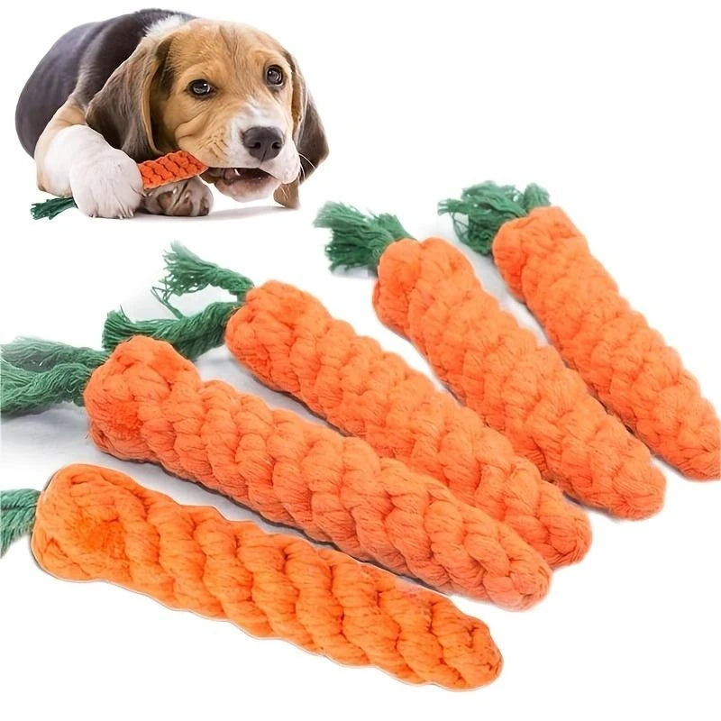 Carrot-shaped cotton rope chew toy
