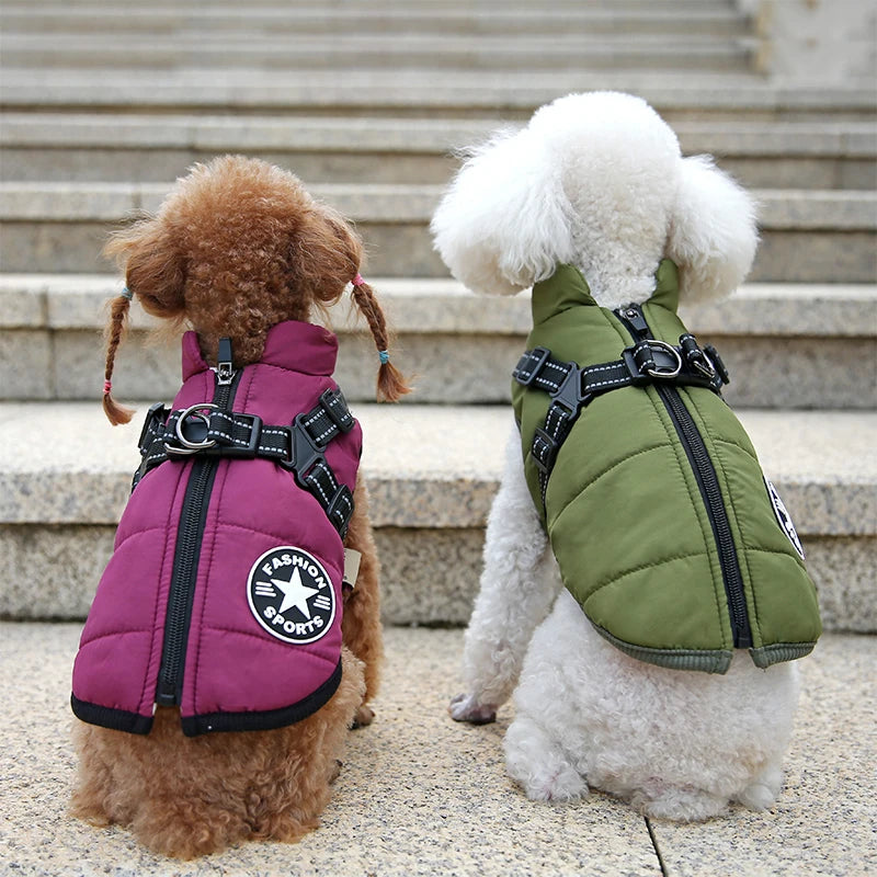 Waterproof winter dog coat with built-in harness – photo 4