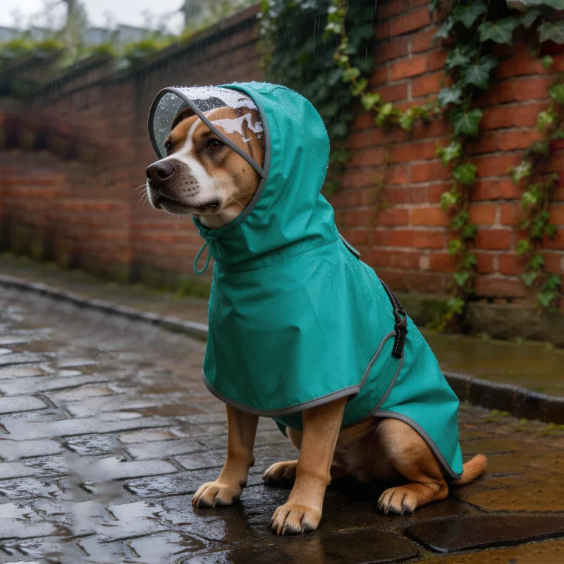 Hooded Waterproof Raincoat for Medium & Large Dogs