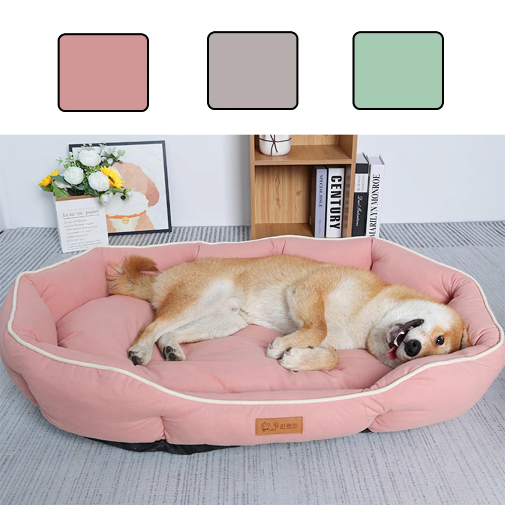 Dog resting in a corduroy pet sofa bed – photo 9