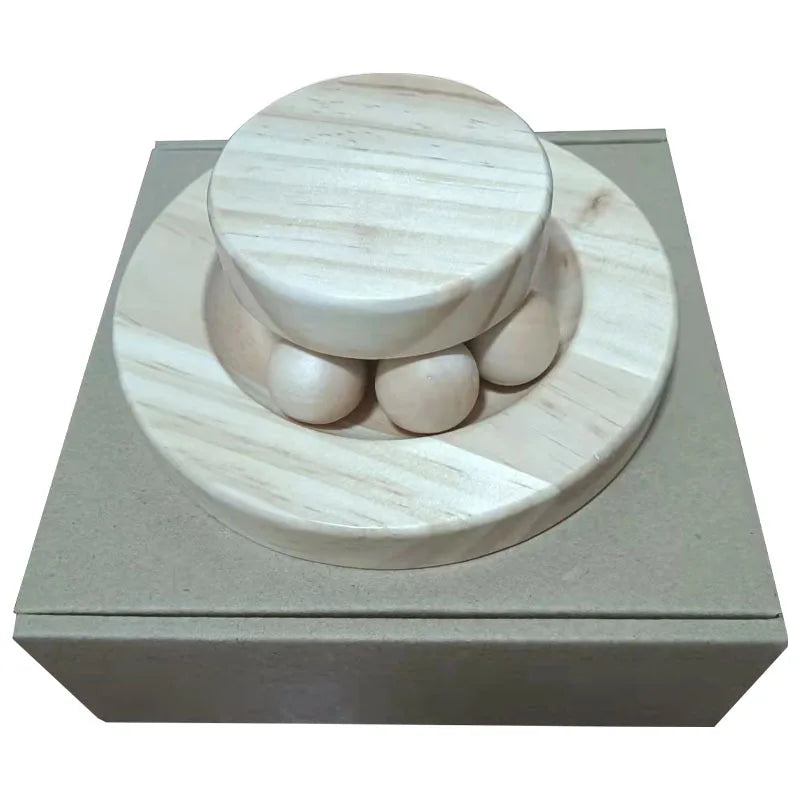 Wooden cat ball track tower toy with feather teaser – photo 5