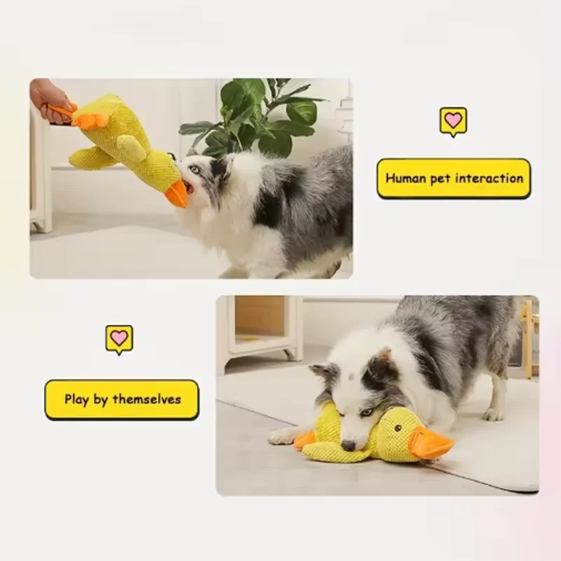 Plush Yellow Duck Squeaky Dog Toy