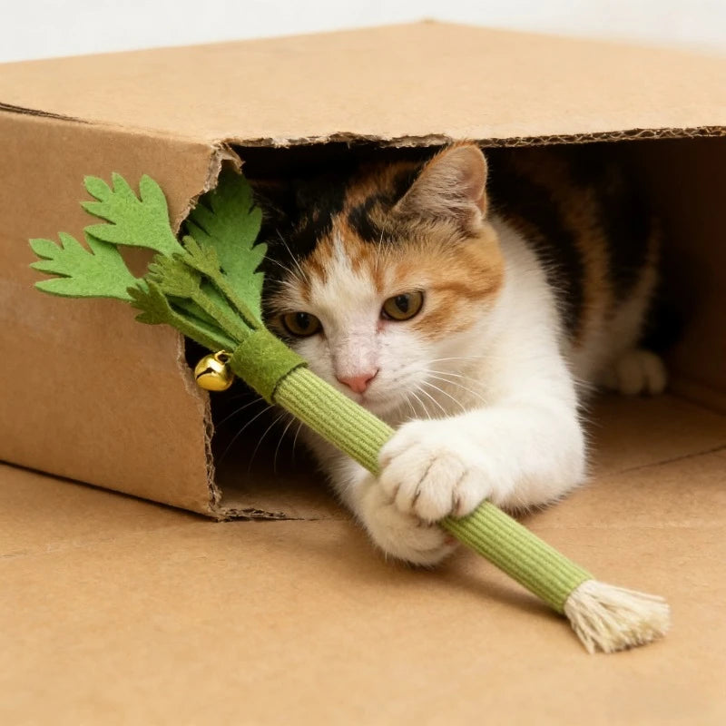 Green felt catnip chew stick cat toy – photo 9