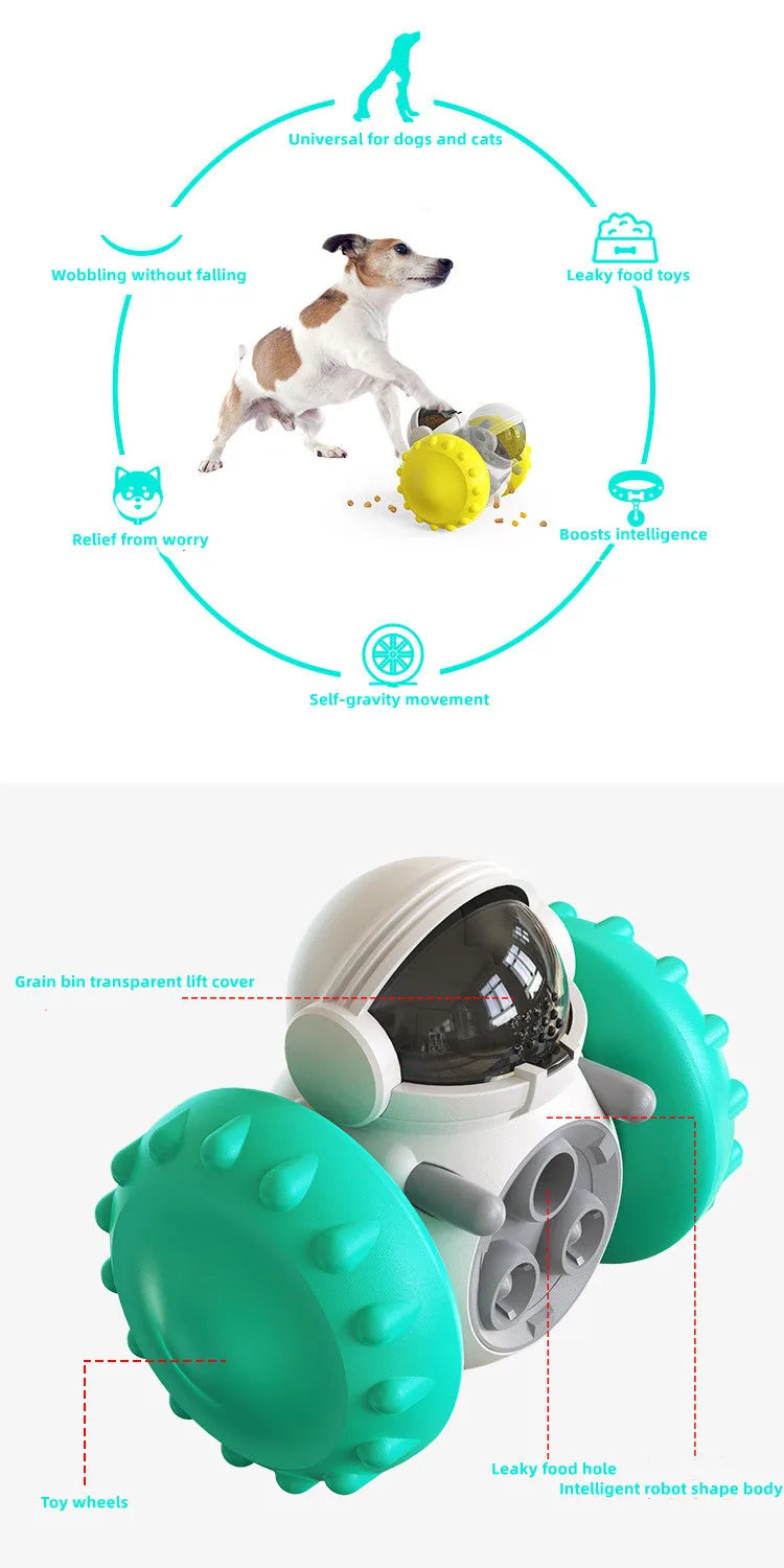 Robot-shaped treat dispenser wobble toy for dogs – photo 6