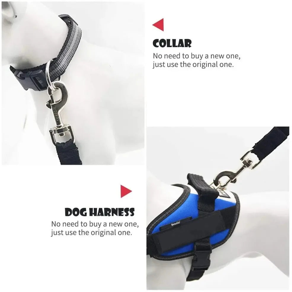 Adjustable nylon dog car seat belt lead with clip – photo 4