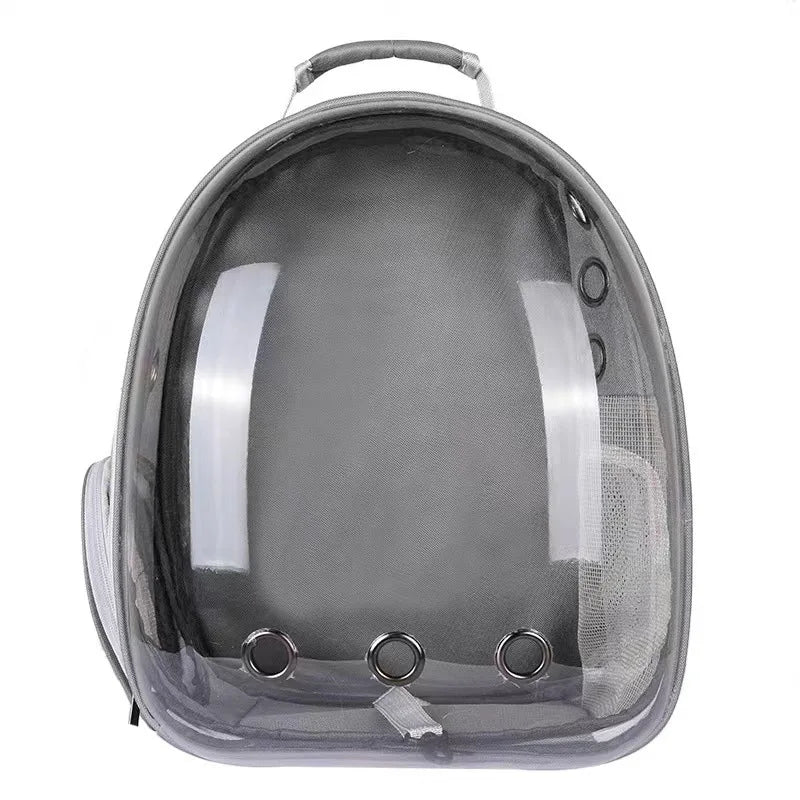 Grey clear bubble cat carrier backpack