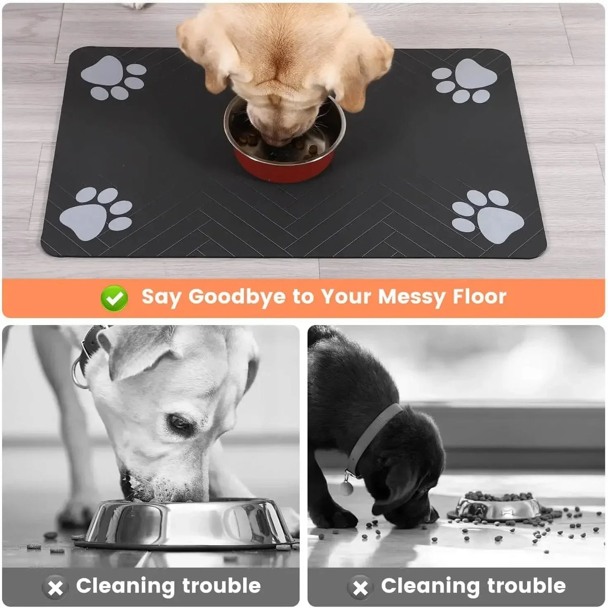 Absorbent pet feeding mat under food and water bowls – photo 3