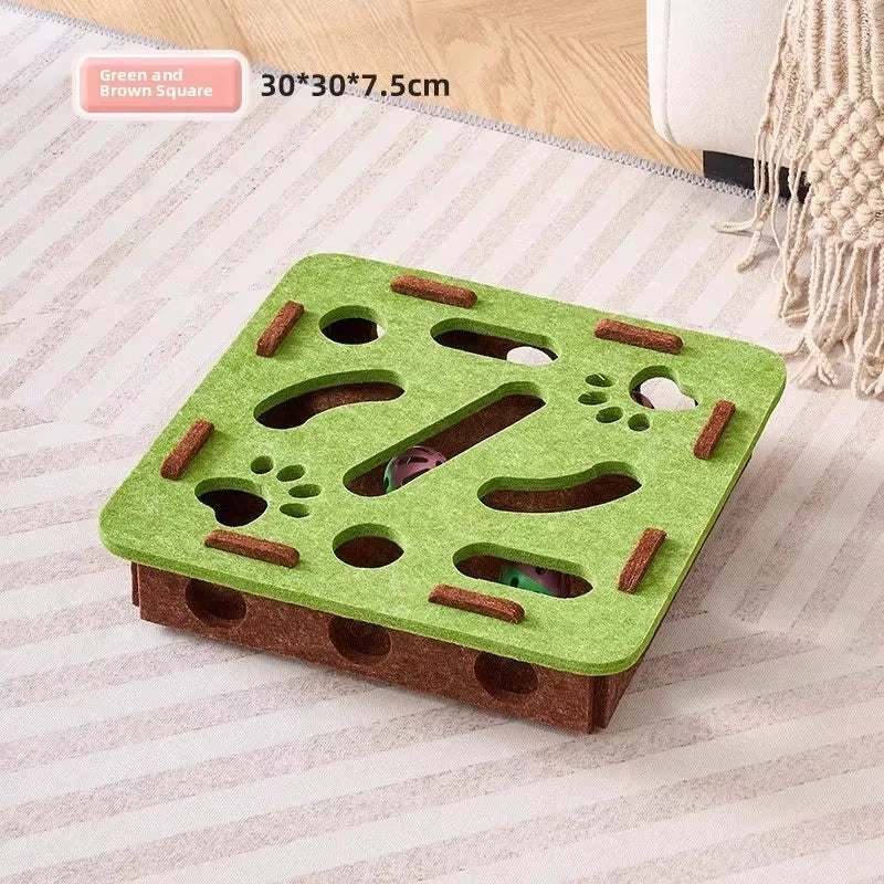 Felt Cat Puzzle Box with Play Ball