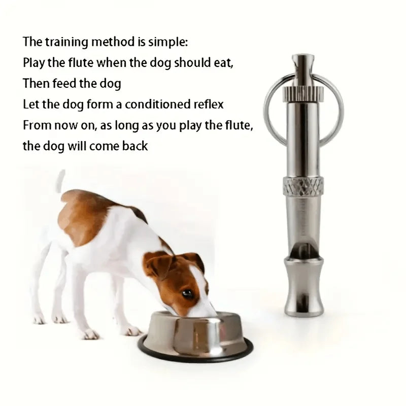 Silver stainless steel dog whistle with keyring – photo 8