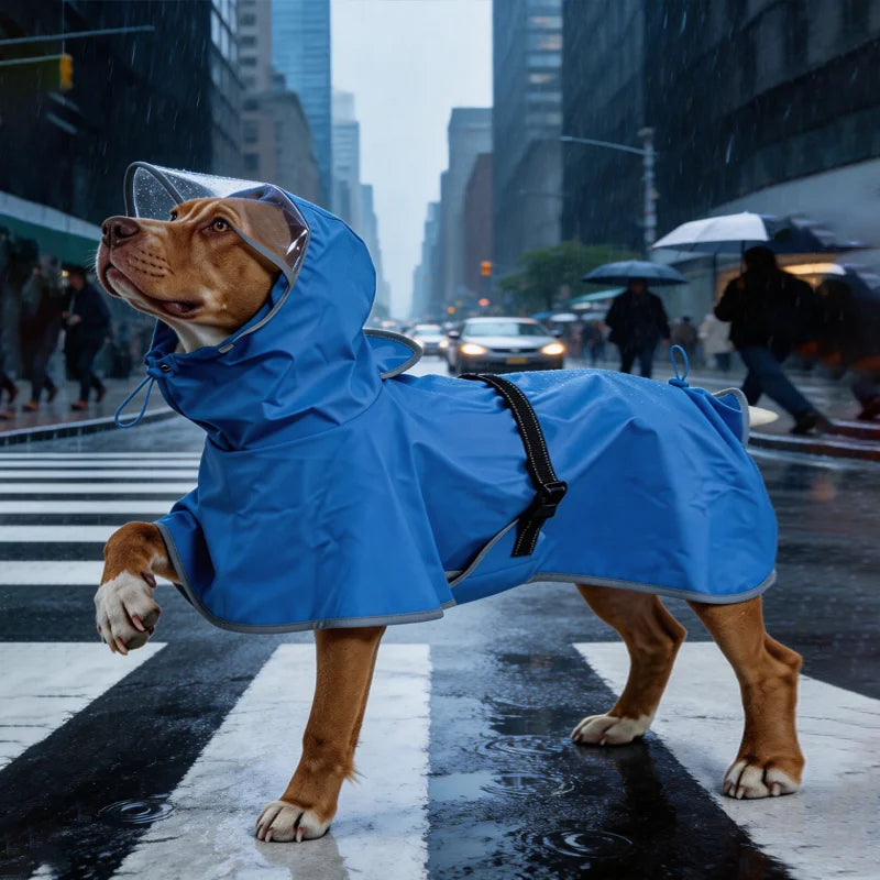 Hooded Waterproof Raincoat for Medium & Large Dogs