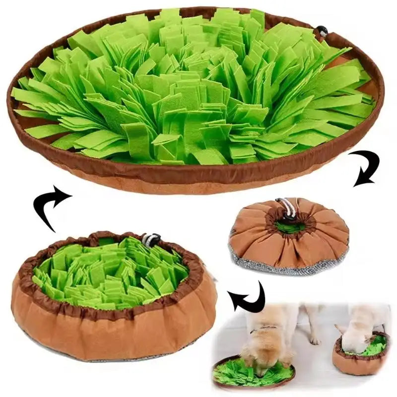 Snuffle mat with hidden treats for cats and dogs