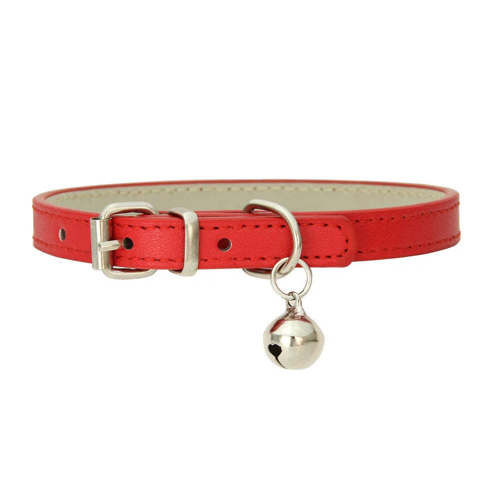 Adjustable PU Leather Collar for Cats & Small Dogs