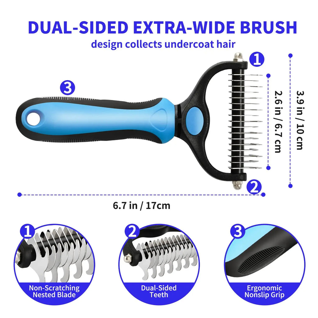 Stainless steel deshedding brush for cats and dogs – photo 5