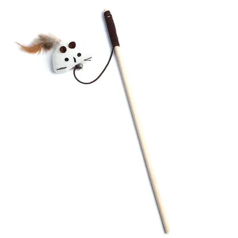 Wooden cat teaser wand toy with toy on a line – photo 11