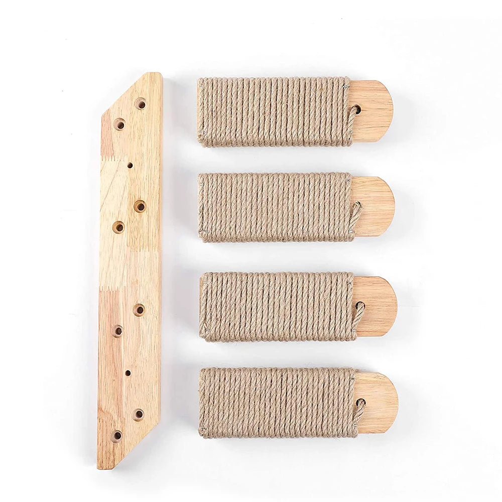Wooden wall-mounted cat shelves, steps and hammock – photo 11