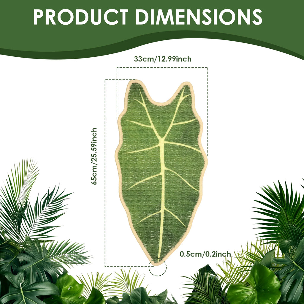 Leaf-shaped natural sisal cat scratching mat on a wall – photo 8