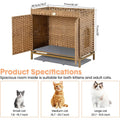 Rattan Litter Box Enclosure with Raised Metal Feet