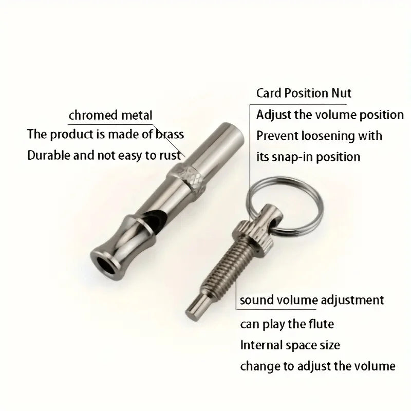 Silver stainless steel dog whistle with keyring – photo 9