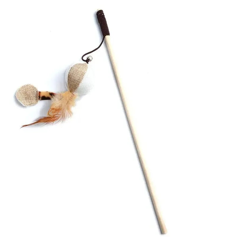 Wooden cat teaser wand toy with toy on a line – photo 10