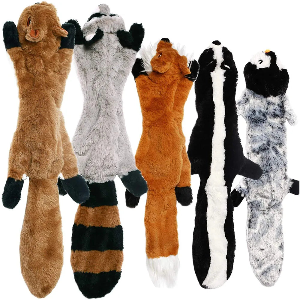 Stuffing-free plush animal squeaky dog toys