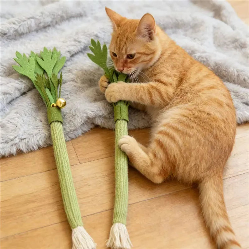 Green felt catnip chew stick cat toy – photo 2