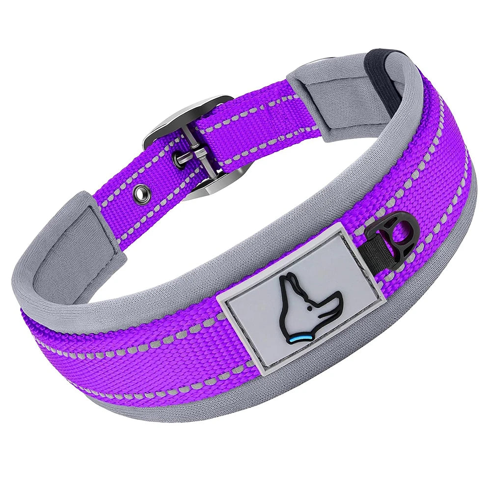 Padded Reflective Dog Collar with Neoprene Lining