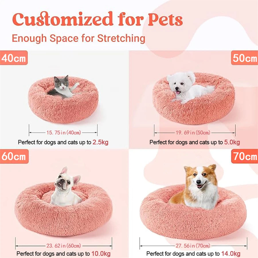 Round plush donut bed for cats and dogs – photo 6