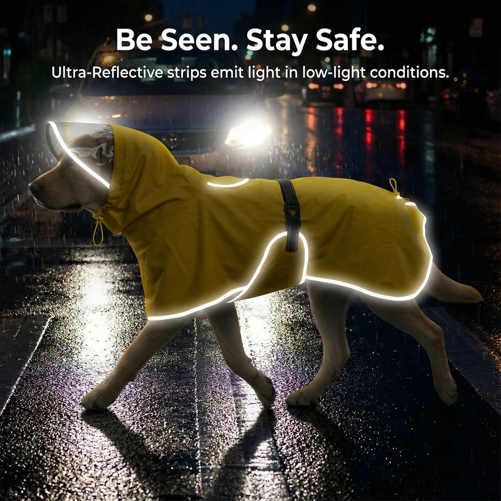 Hooded Waterproof Raincoat for Medium & Large Dogs