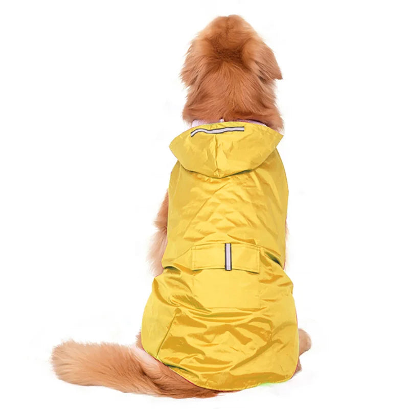 Reflective Hooded Dog Raincoat with Lead Hole