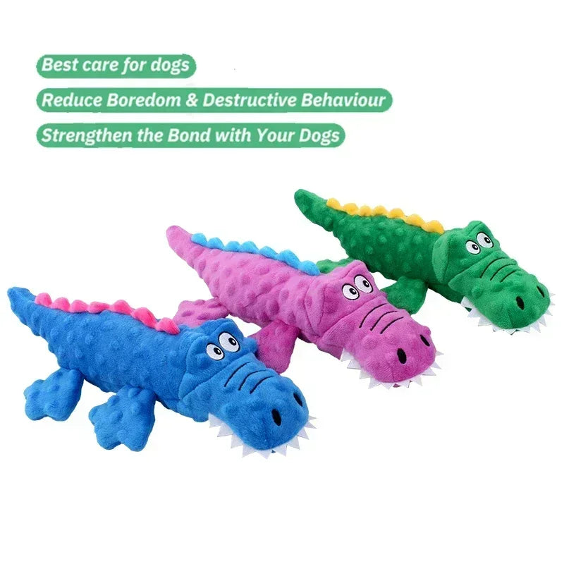 Soft squeaky plush crocodile dog toy – photo 10